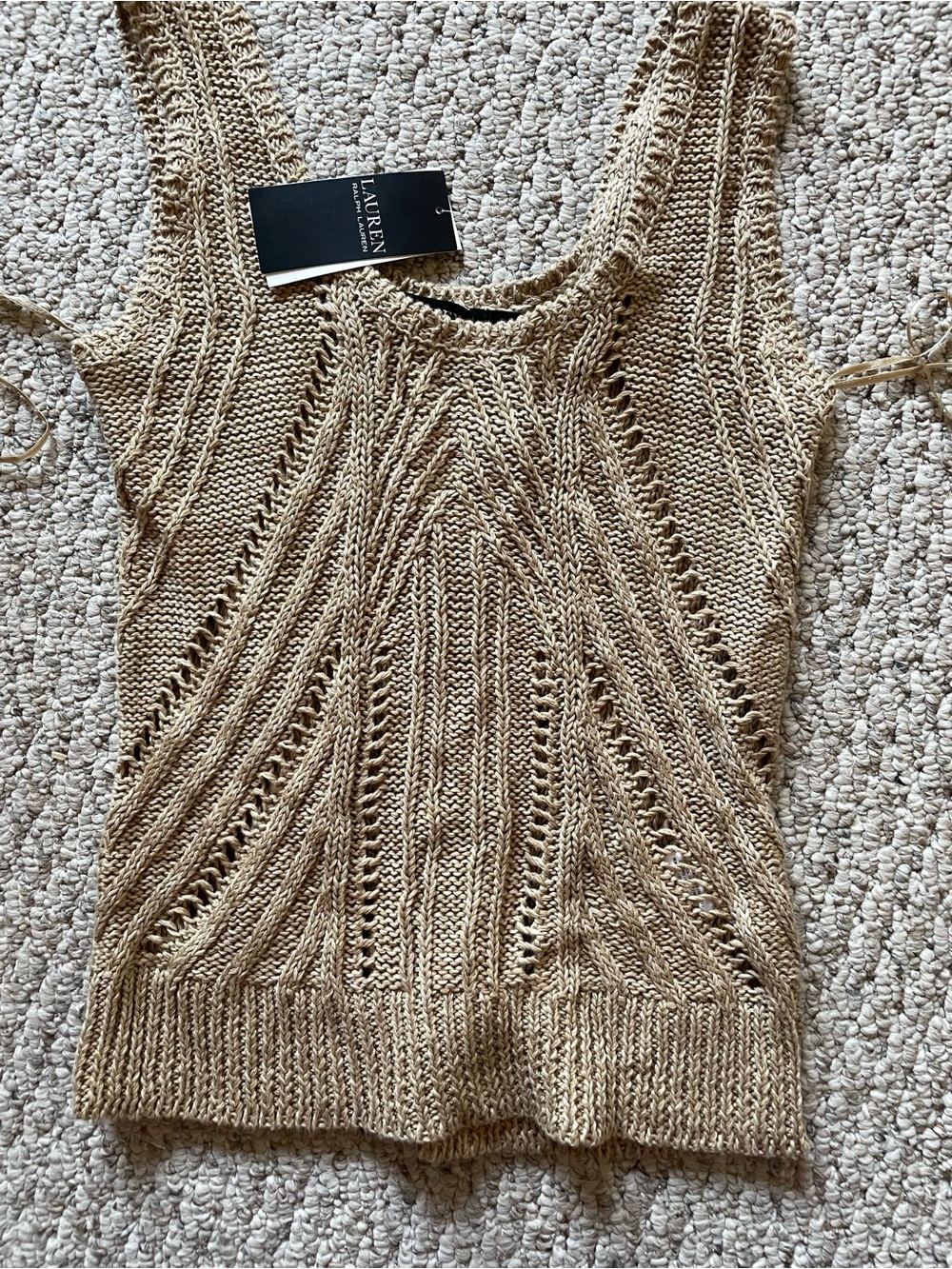 NWT Lauren Ralph Lauren Women's Tan Knit Sleeveless Sweater tank
